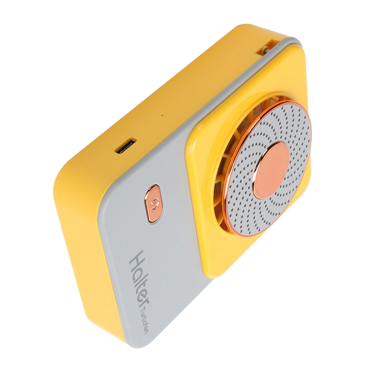 3‑Gear Adjustable Electric Fan Portable Handheld Hanging Neck Fan USB Charging for OutdoorsYellow