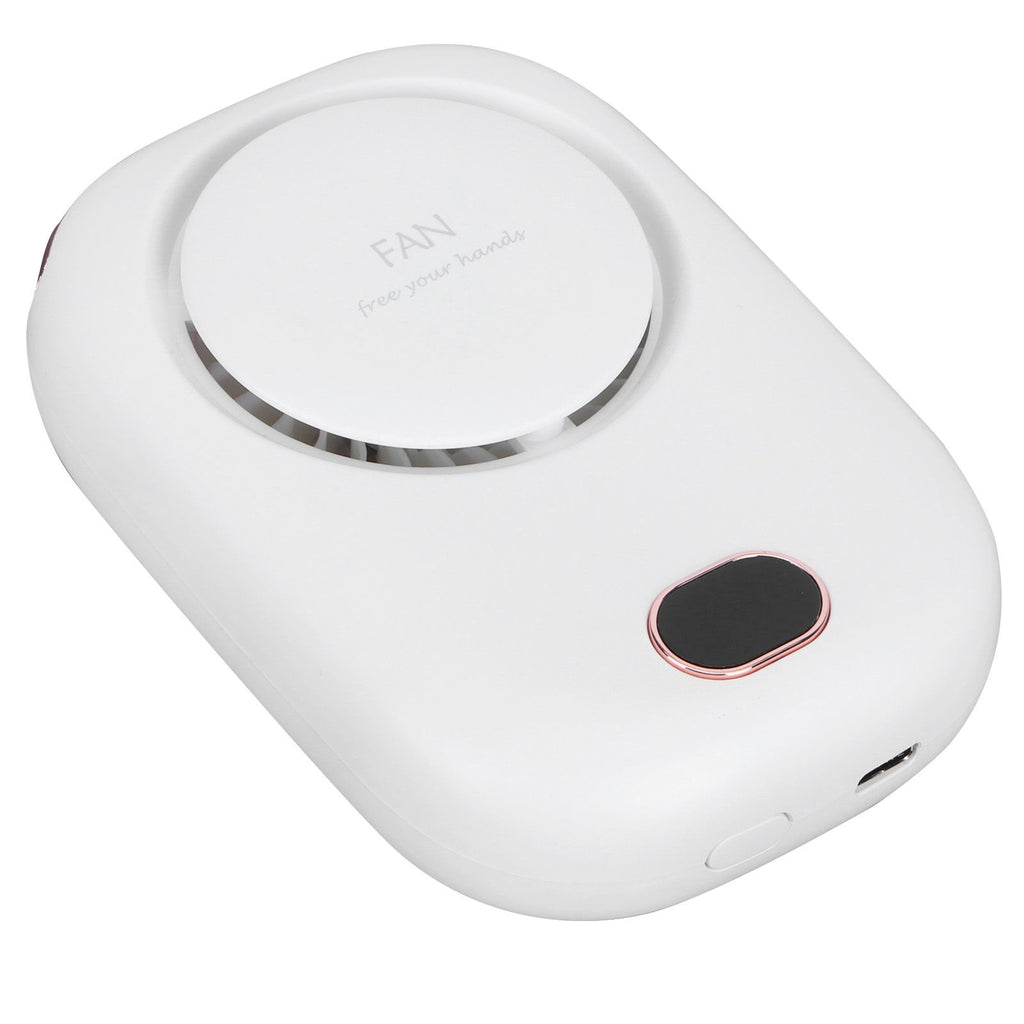 Mini Electric Fan Portable USB Charging Neck Hanging Bladeless Fan for Outdoor Sports TravelWhite