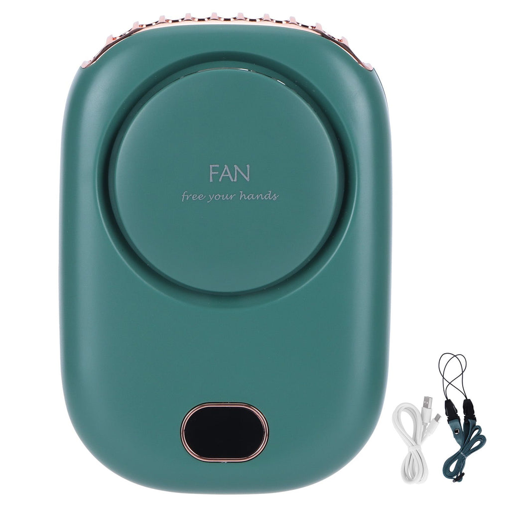 Mini Electric Fan Portable USB Charging Neck Hanging Bladeless Fan for Outdoor Sports TravelGreen