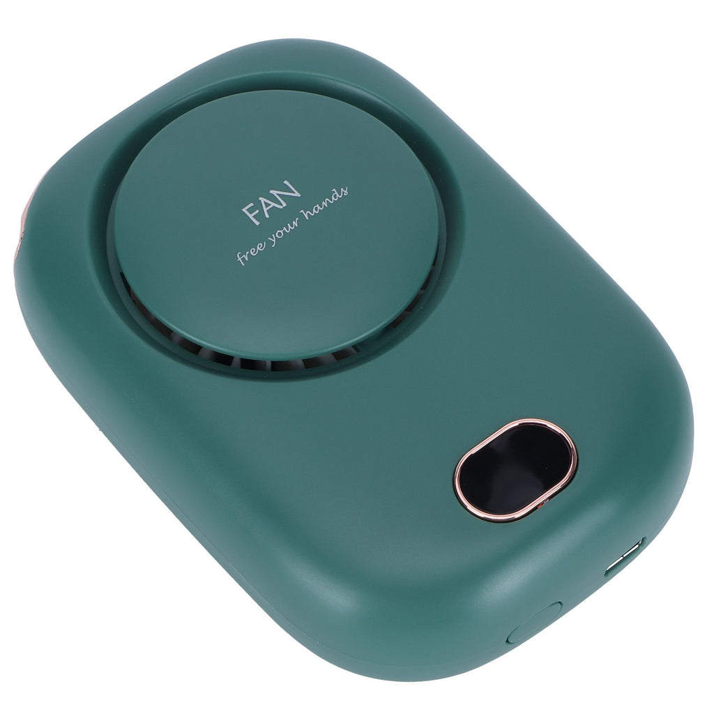 Mini Electric Fan Portable USB Charging Neck Hanging Bladeless Fan for Outdoor Sports TravelGreen