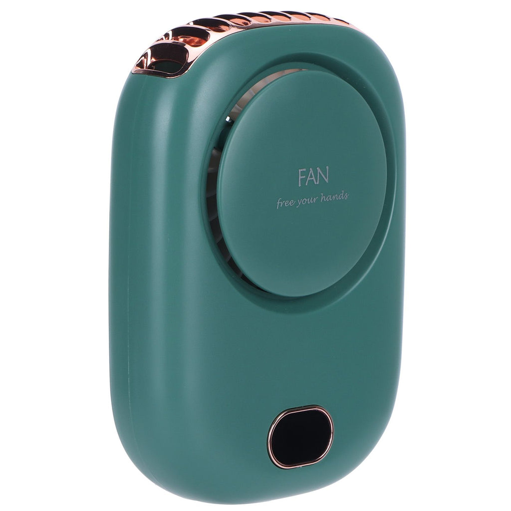 Mini Electric Fan Portable USB Charging Neck Hanging Bladeless Fan for Outdoor Sports TravelGreen