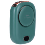 Mini Electric Fan Portable USB Charging Neck Hanging Bladeless Fan for Outdoor Sports TravelGreen