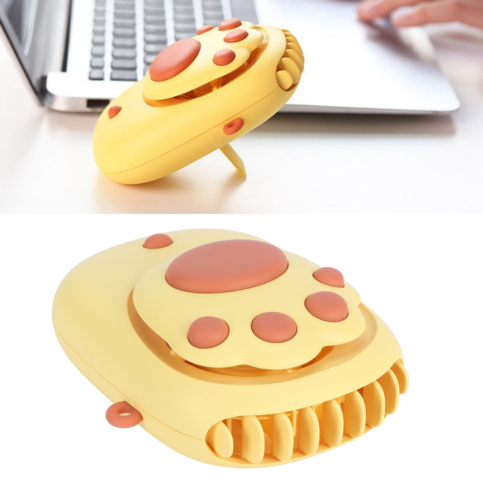 Yellow 3‑Gears Speed Wind Adjustable Electric Fan Cute USB Charging Fan for Bedroom