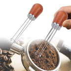Stainless Steel Needle Type Coffee Powder Distributor Wood Handle Coffee Distribution Tool