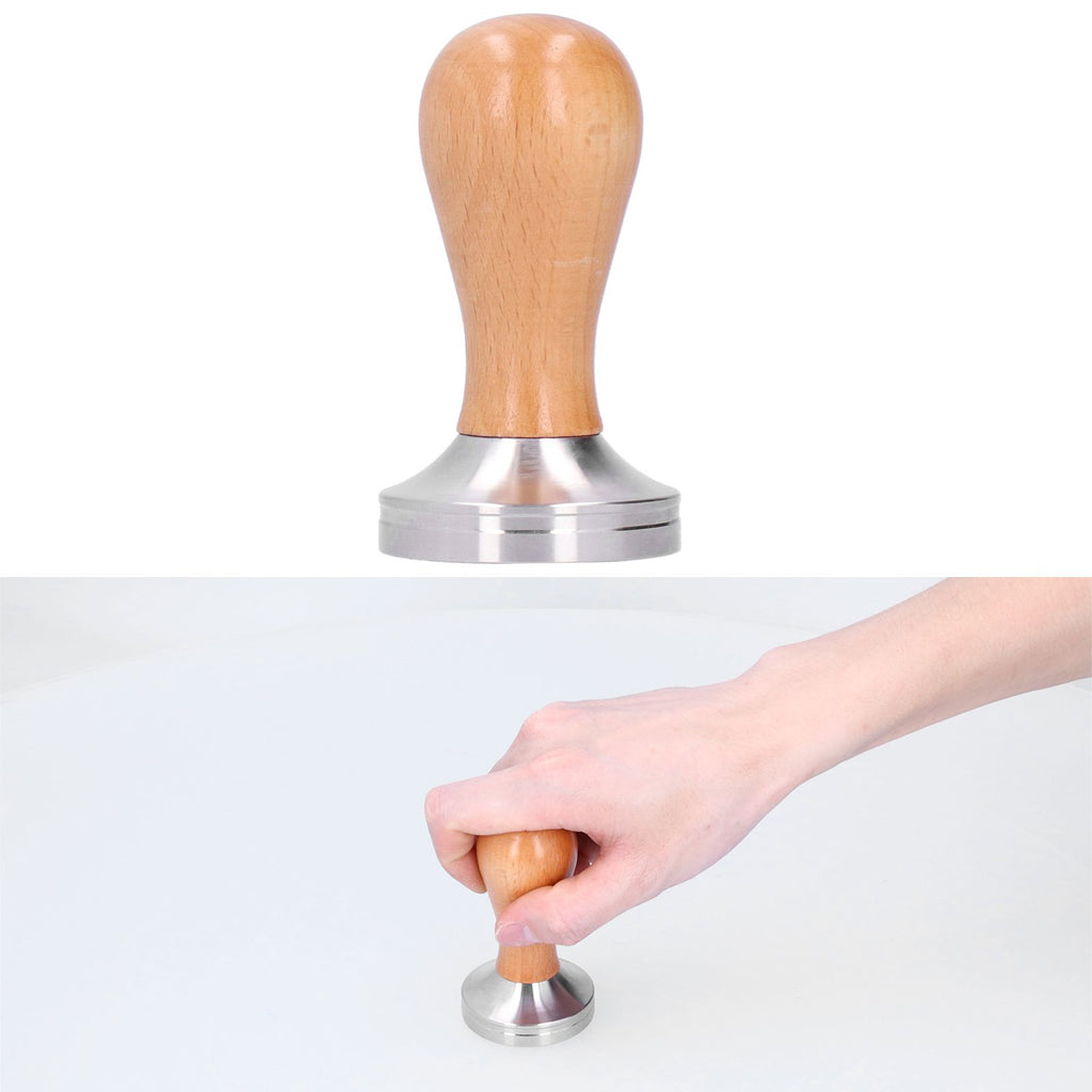 51mm Coffee Tamper Stainless Steel Coffee Powder Press Hammer with Wood Handle Tool