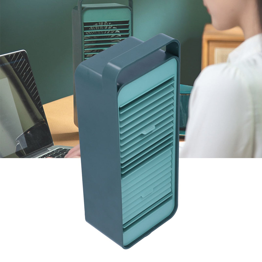 Double Fan Blade Rotating Fan USB Charging Desktop Electric Fan for Office Home DormitoryGreen