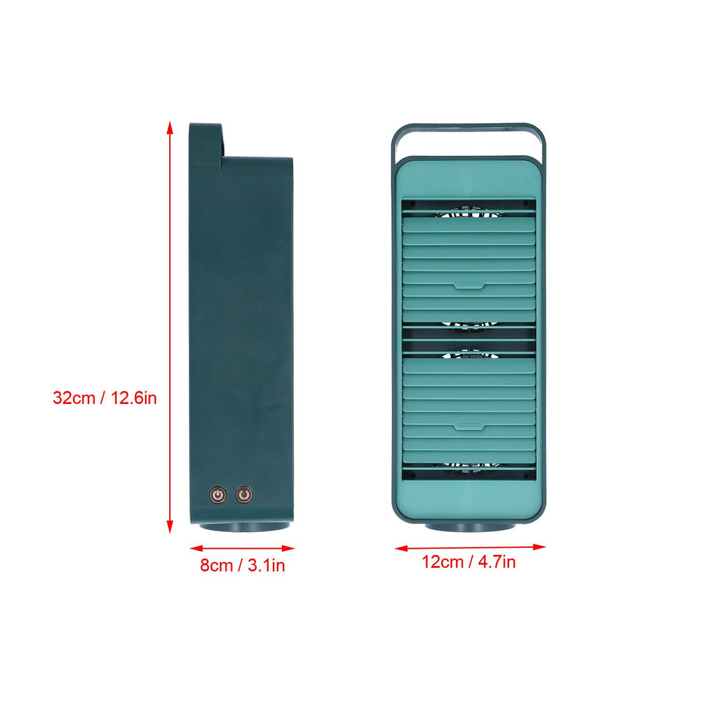 Double Fan Blade Rotating Fan USB Charging Desktop Electric Fan for Office Home DormitoryGreen