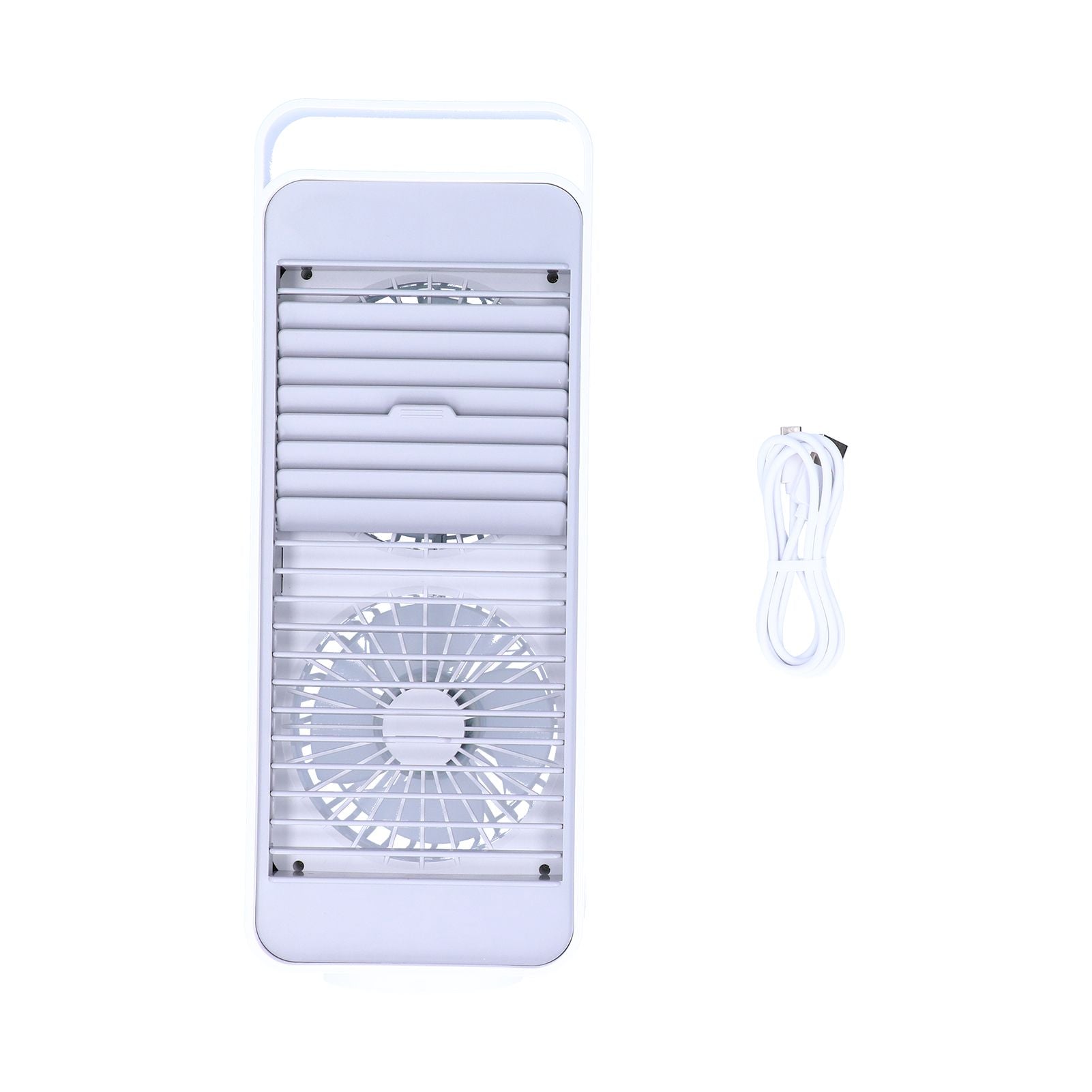 Double Fan Blade Rotating Fan USB Charging Desktop Electric Fan for Office Home DormitoryWhite