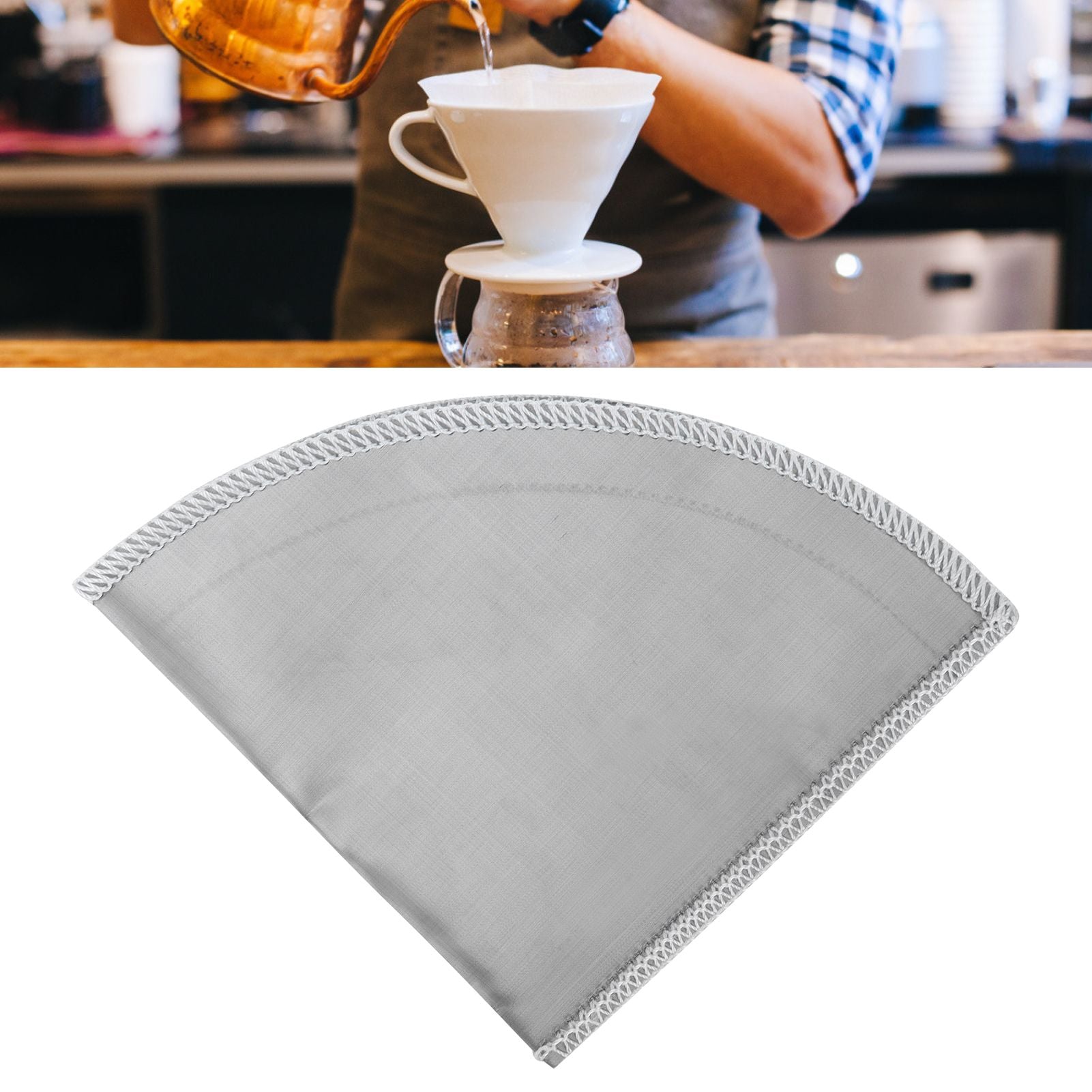 Reusable Pour Over Coffee Filter Stainless Steel Mesh Cone Coffee Filter 1‑2 Cup