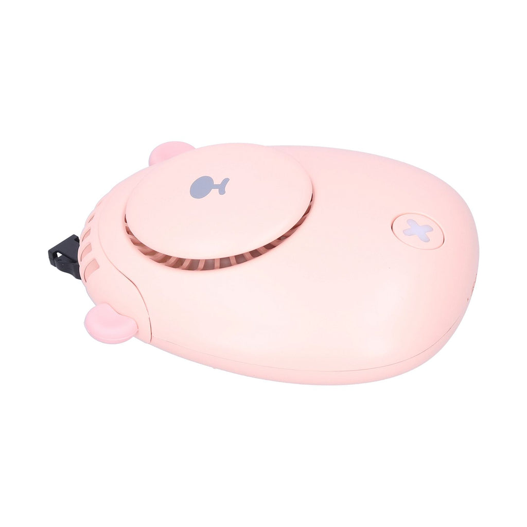 Electric Fan Hanging Neck Portable Mini Fan with 3‑Gear Wind Speed USB Charging for SummerPink