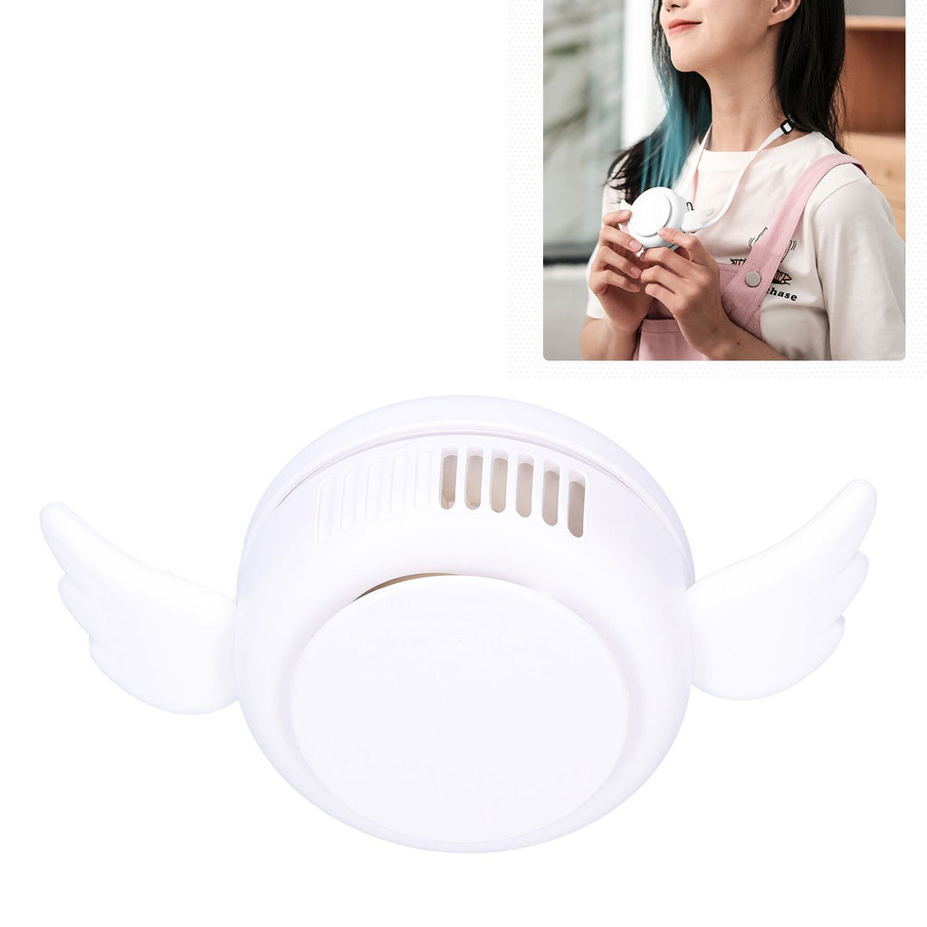 Adjustable USB Charging Electric Fan Portable Hanging Neck No‑Blade Electric Fan for Home OutdoorWhite