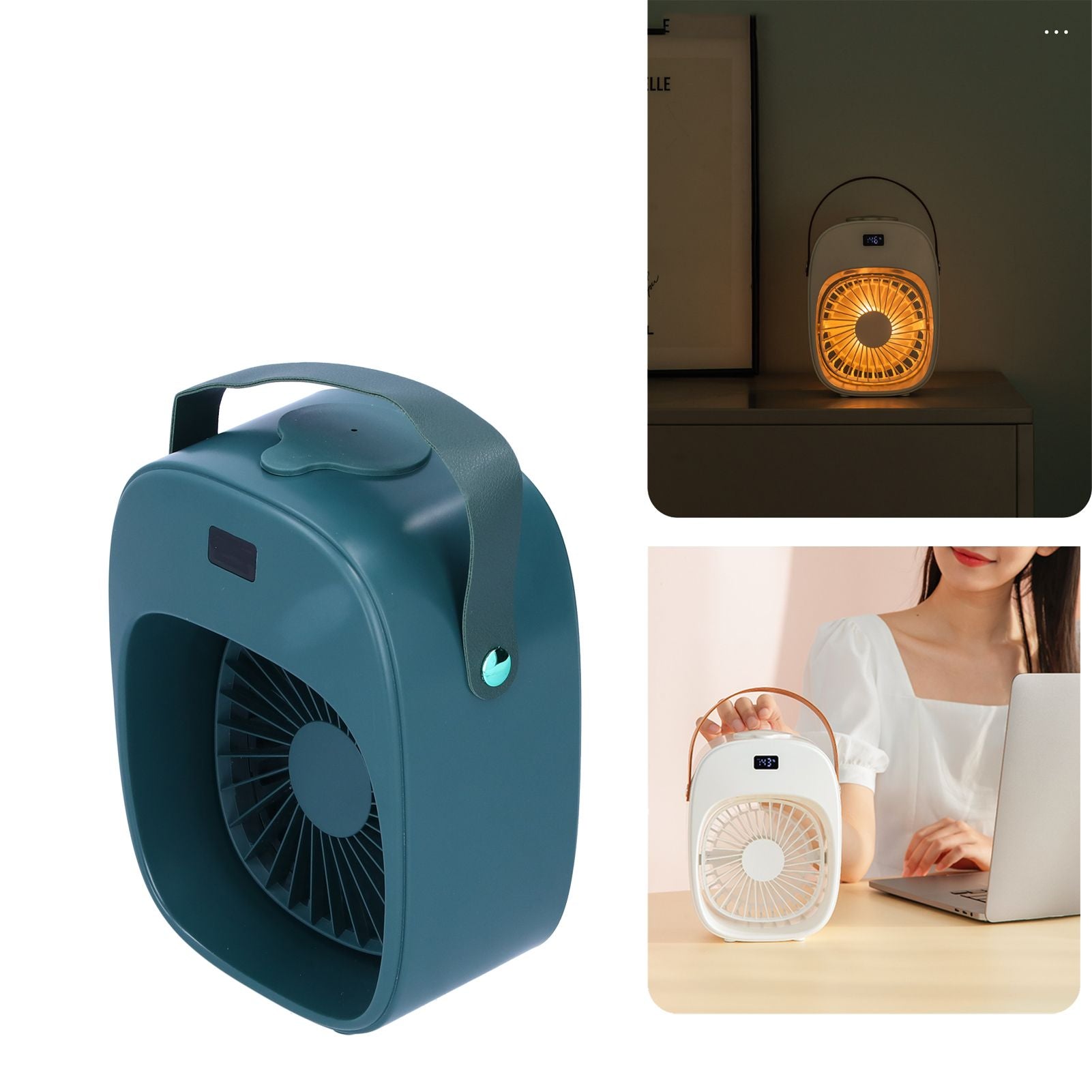 Adjustable Electric Fan Portable Spray Humidification Electric Fan for Home Outdoor DormitoryGreen