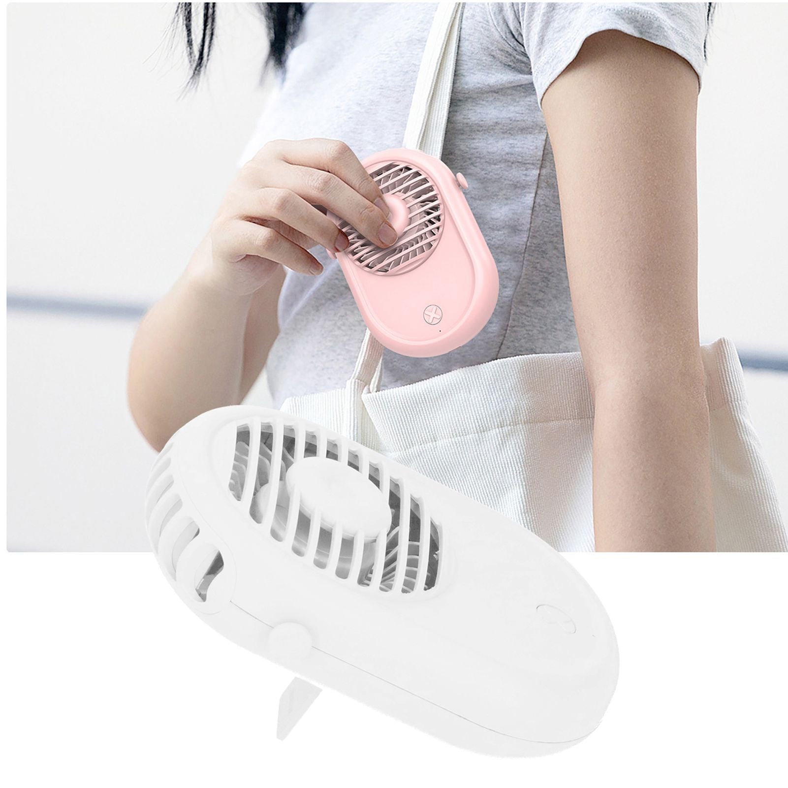 Portable Handheld Electric Fan Mini Compact Neck Hanging Fan for Summer Home Office UseWhite