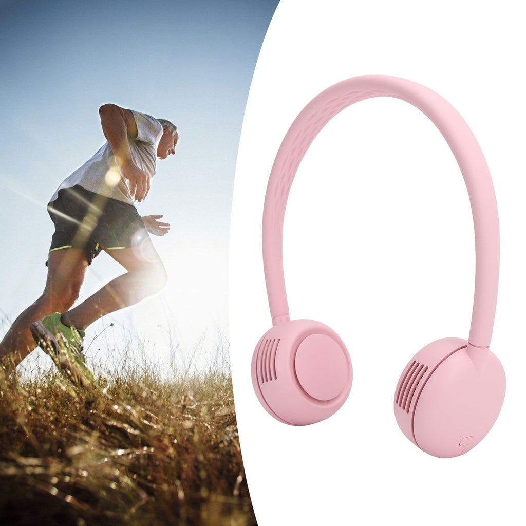 Fanless Hanging Neck Fan Adjustable USB Charging Silent Sports Fan for Home School OutdoorPink 2000mAh