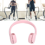 Fanless Hanging Neck Fan Adjustable USB Charging Silent Sports Fan for Home School OutdoorPink 2000mAh