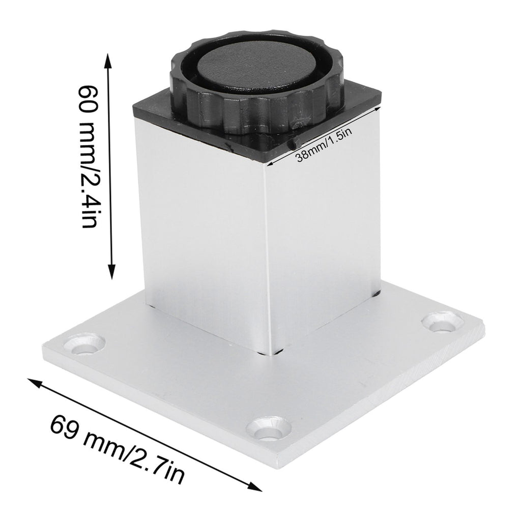 4Pcs Sofa Leg Aluminium Alloy Square Adjustable Cabinet Foot Furniture Hardware Fittings60mm