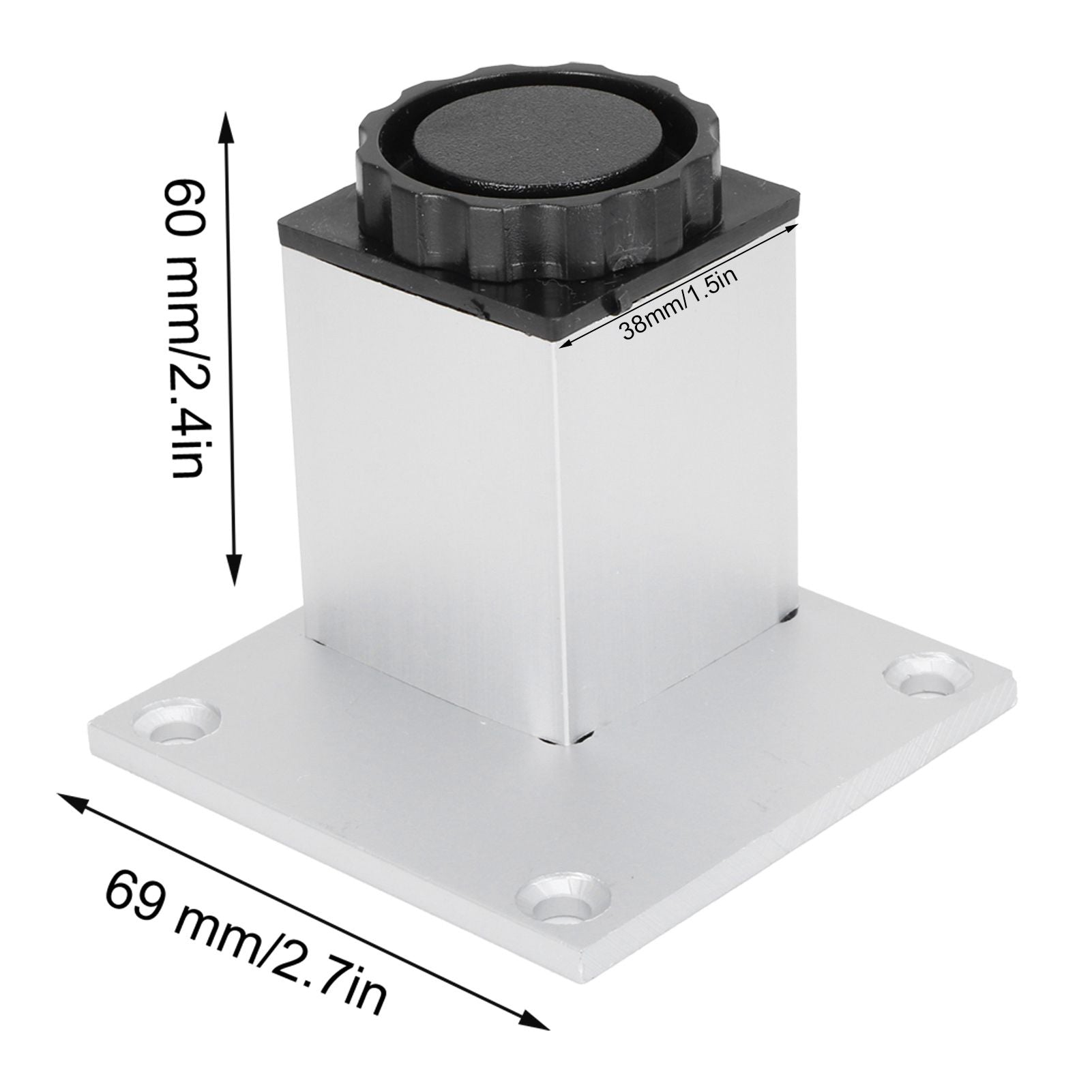 4Pcs Sofa Leg Aluminium Alloy Square Adjustable Cabinet Foot Furniture Hardware Fittings60mm