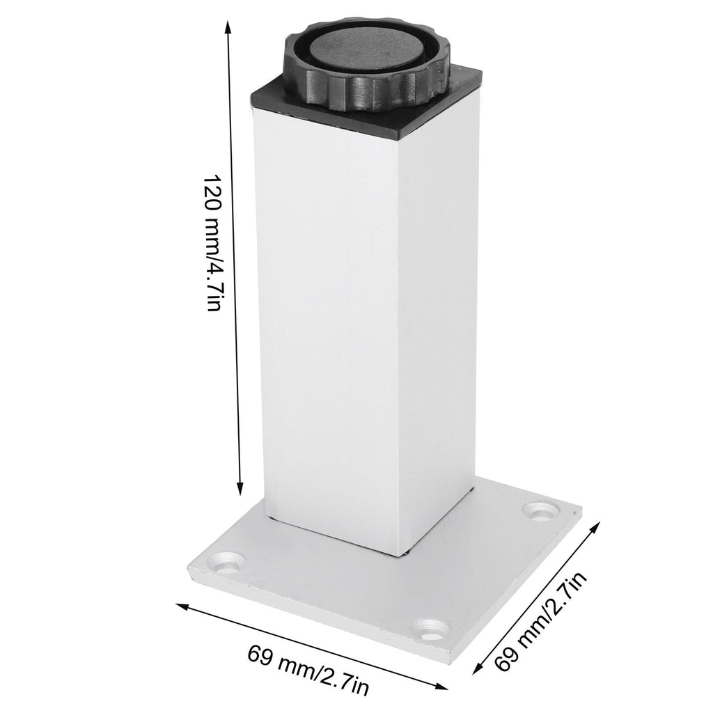 4Pcs Sofa Leg Aluminium Alloy Square Adjustable Cabinet Foot Furniture Hardware Fittings120mm