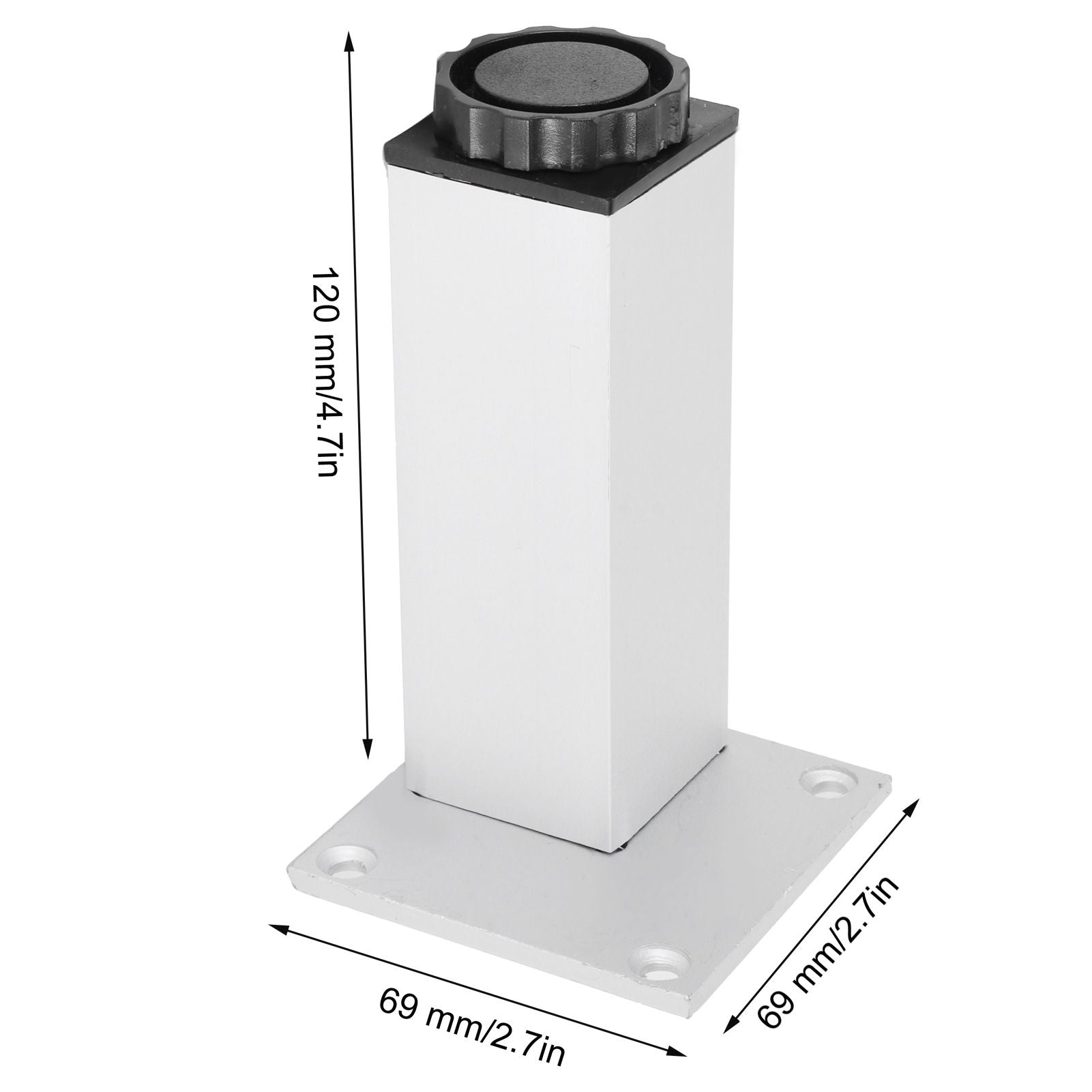 4Pcs Sofa Leg Aluminium Alloy Square Adjustable Cabinet Foot Furniture Hardware Fittings120mm