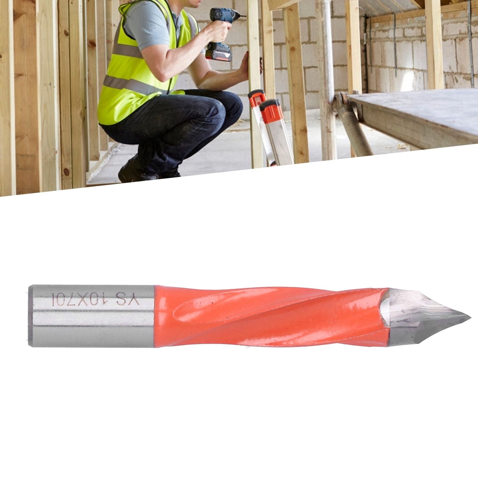 Woodworking Drill Bit 1/2 Carbon Steel Alloy Punching Drilling Tool Bit Carpentry ToolT10x70L