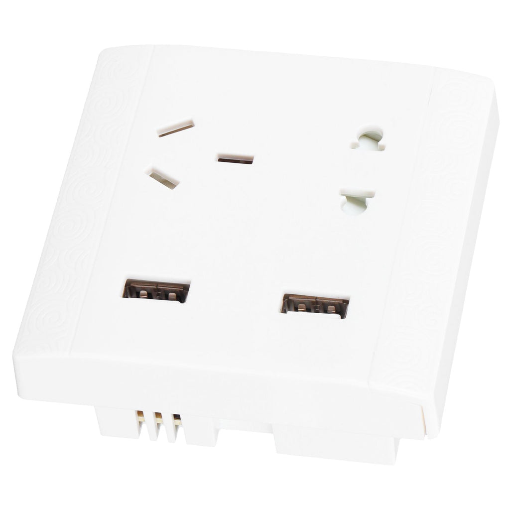 Multi-Functional Wall Power Outlet Socket with 2 USB Port 13A for Home Office AU Plug 110/220V