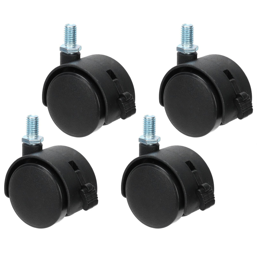 4Pcs PU Casters with Brake 1.5in Universal Wheel for Cabinet Bookshelf Trolley Black
