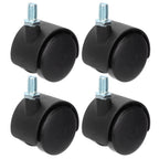 4Pcs PU Casters with Brake 1.5in Universal Wheel for Cabinet Bookshelf Trolley Black
