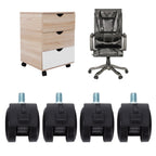 4Pcs PU Casters with Brake 1.5in Universal Wheel for Cabinet Bookshelf Trolley Black