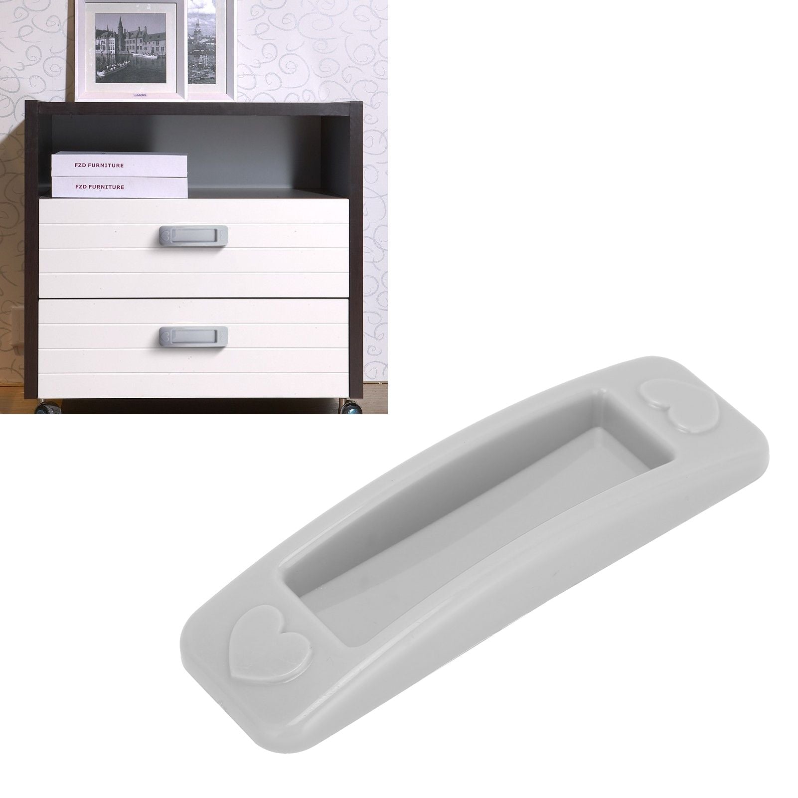Gray NonDrill Glass Sliding Door Handle Paste Plastic Handle for Drawer Window Cabinet