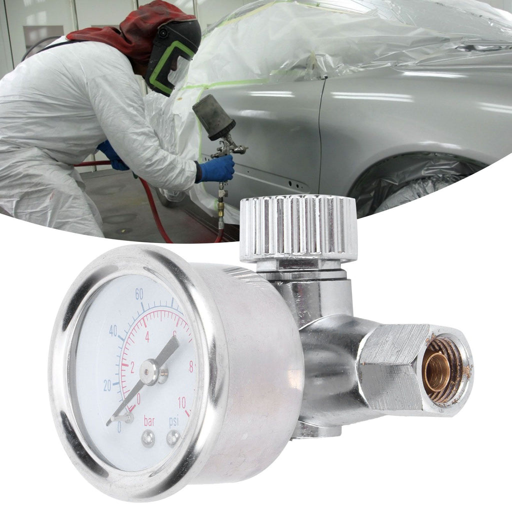 1/4in Spray Guns Air Pressure Regulator Pressure Regulating Adjusting Valve Gauge