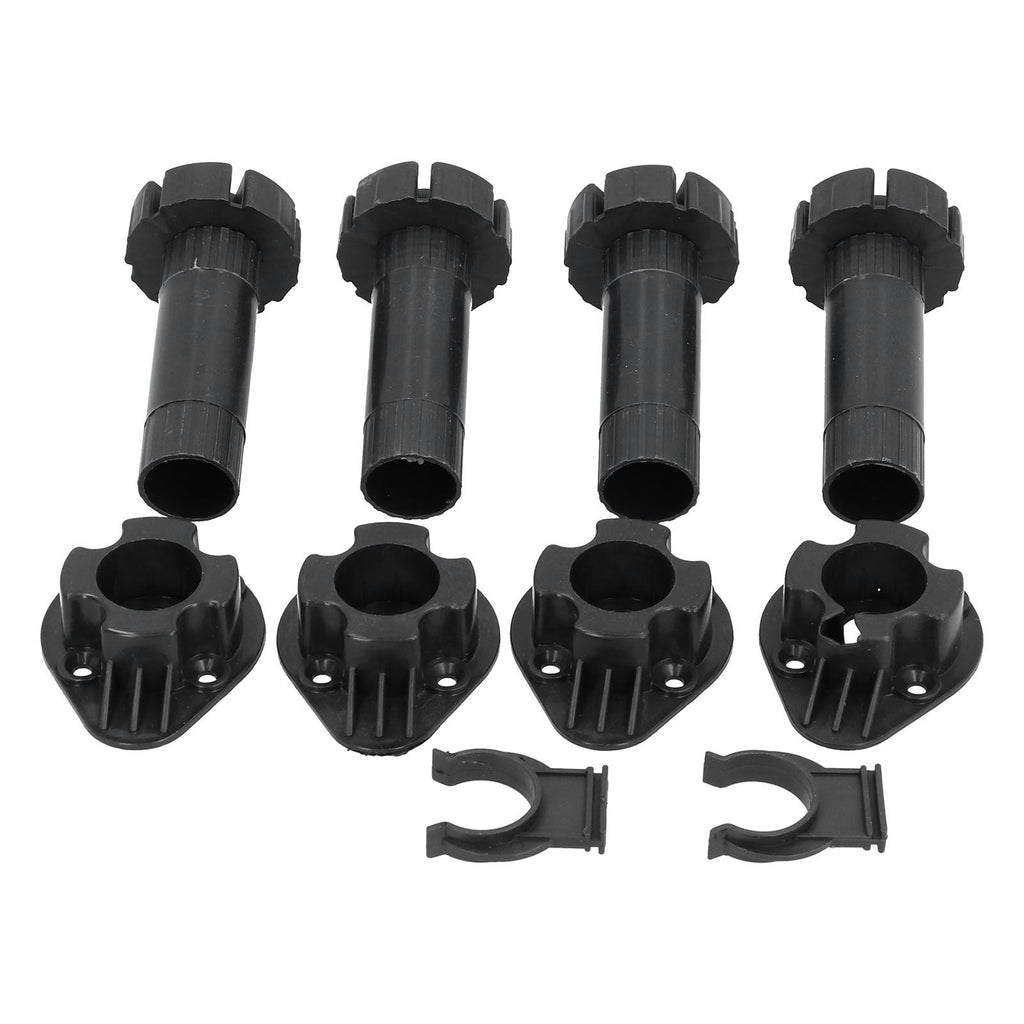 4Set Adjustable Cabinet Feet ABS Support Leg for Cupboard Closet Furnitures Black