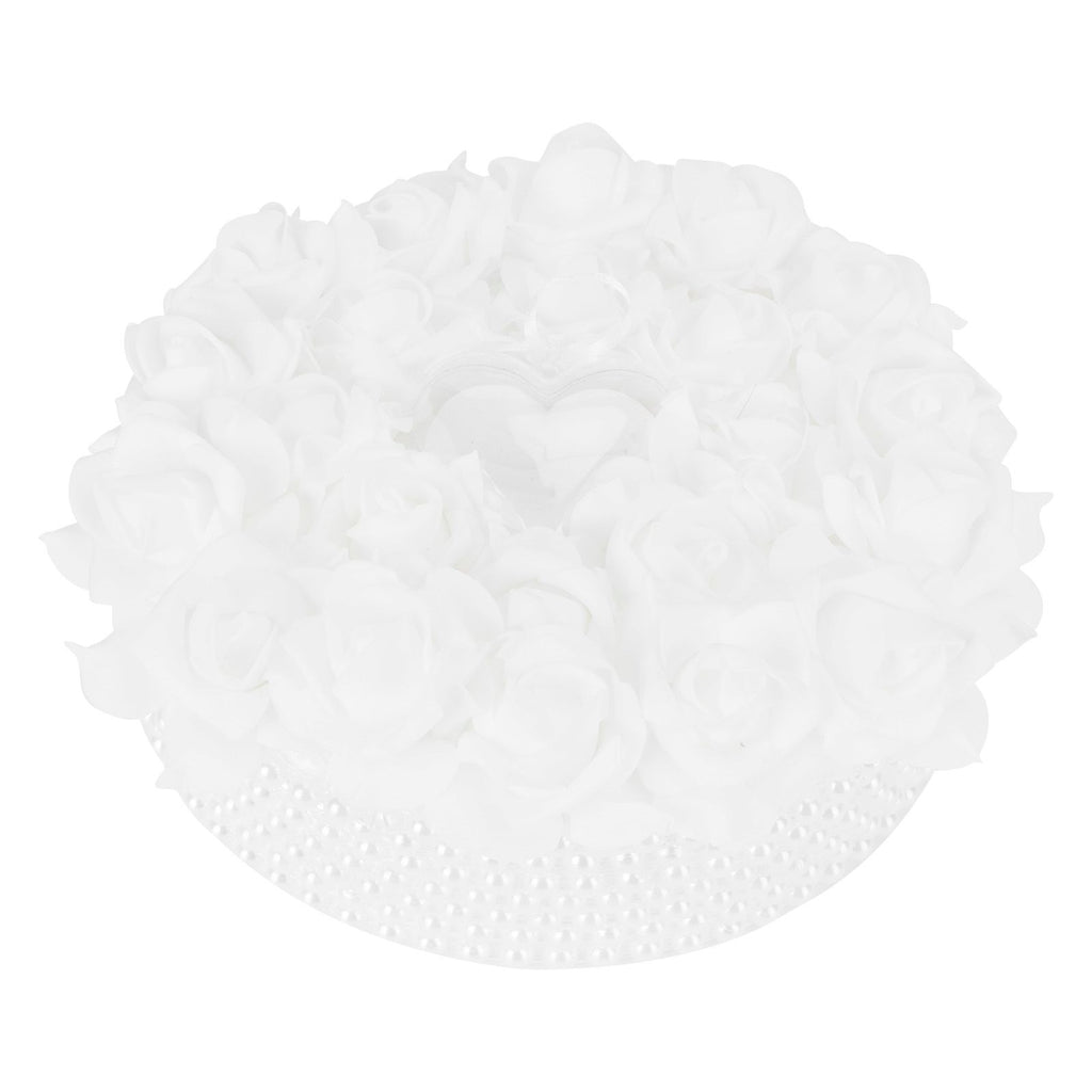 Ring Pillow Box Wedding with Ribbon Bowknot CakeShaped Pearl Rose Ceremony Supplies White(5905 )