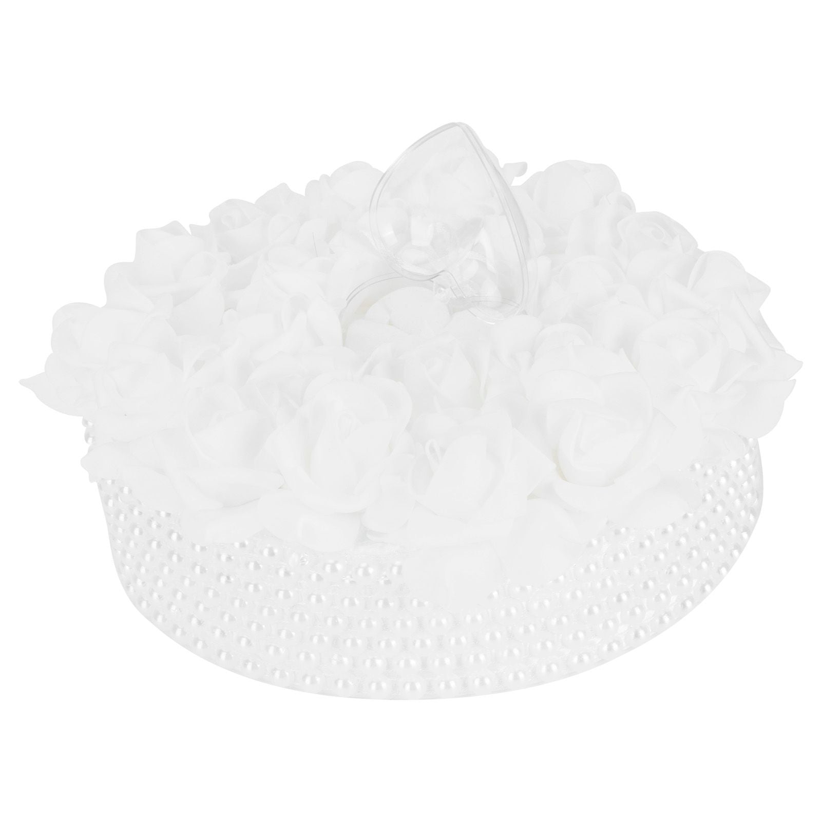 Ring Pillow Box Wedding with Ribbon Bowknot CakeShaped Pearl Rose Ceremony Supplies White(5905 )