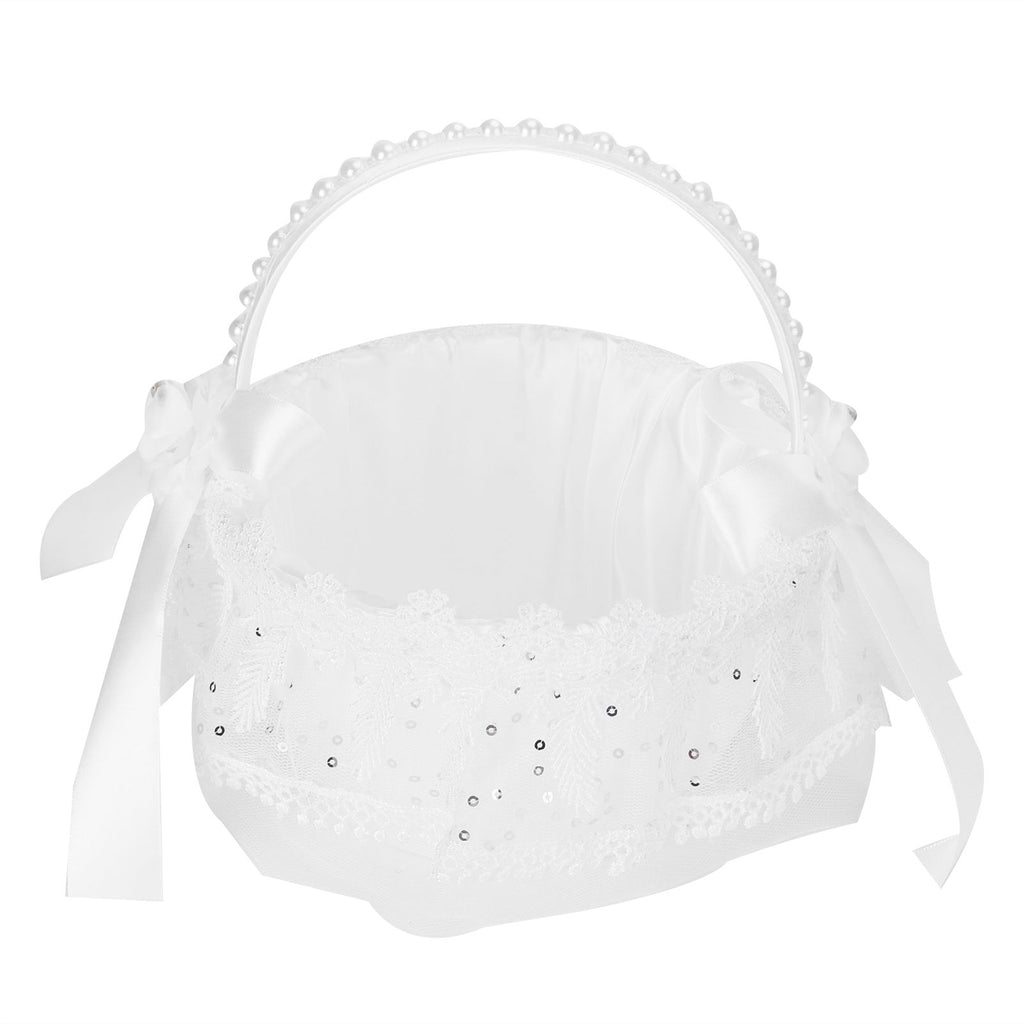Flower Lace Basket White Romantic Flower Basket Candies Container Wedding Ceremony Decoration5707 Flower Basket L