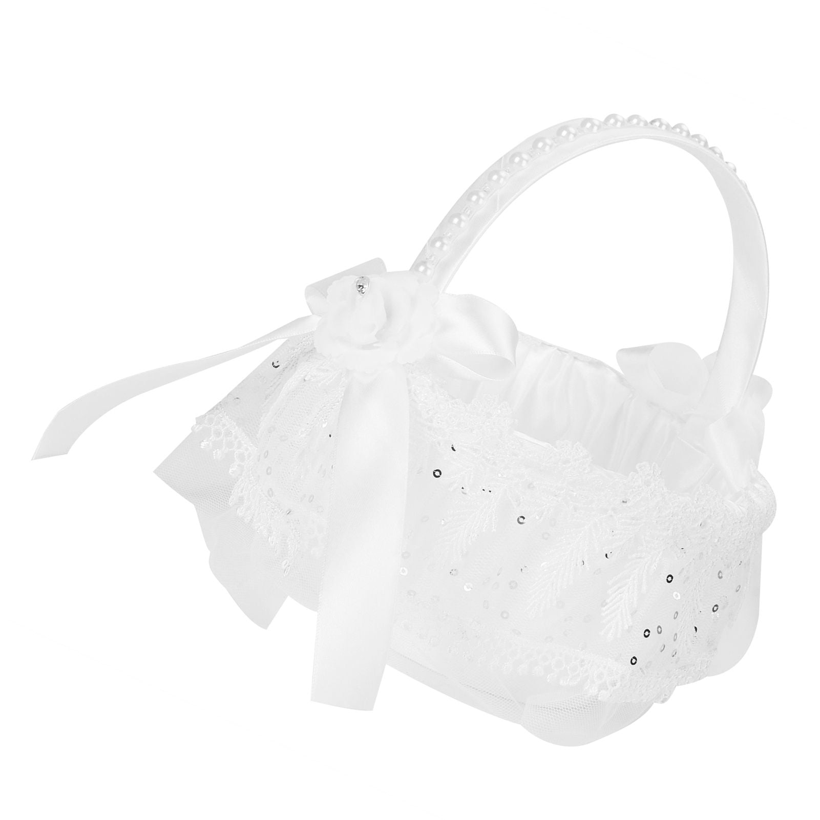 Flower Lace Basket White Romantic Flower Basket Candies Container Wedding Ceremony Decoration5707 Flower Basket L