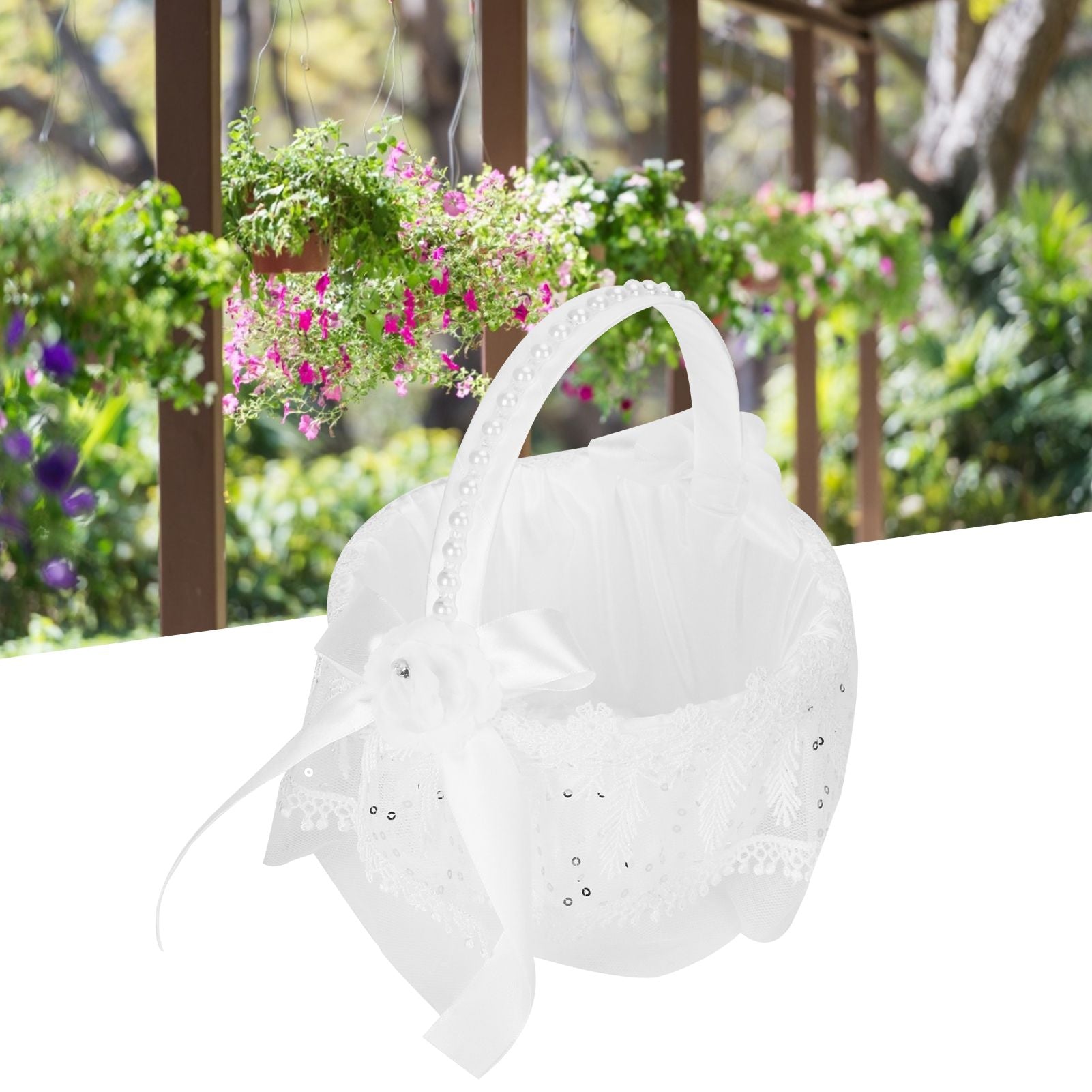 Flower Lace Basket White Romantic Flower Basket Candies Container Wedding Ceremony Decoration5707 Flower Basket L
