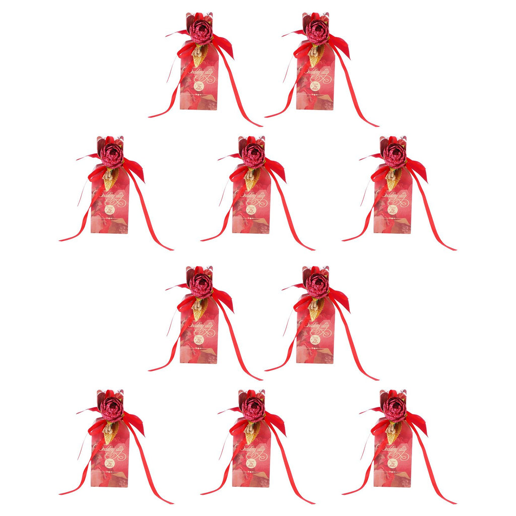 10 Set Candy Boxes Wedding Birthday Party Favor Gift Box with Ribbons DecorationRetro Flower Pattern