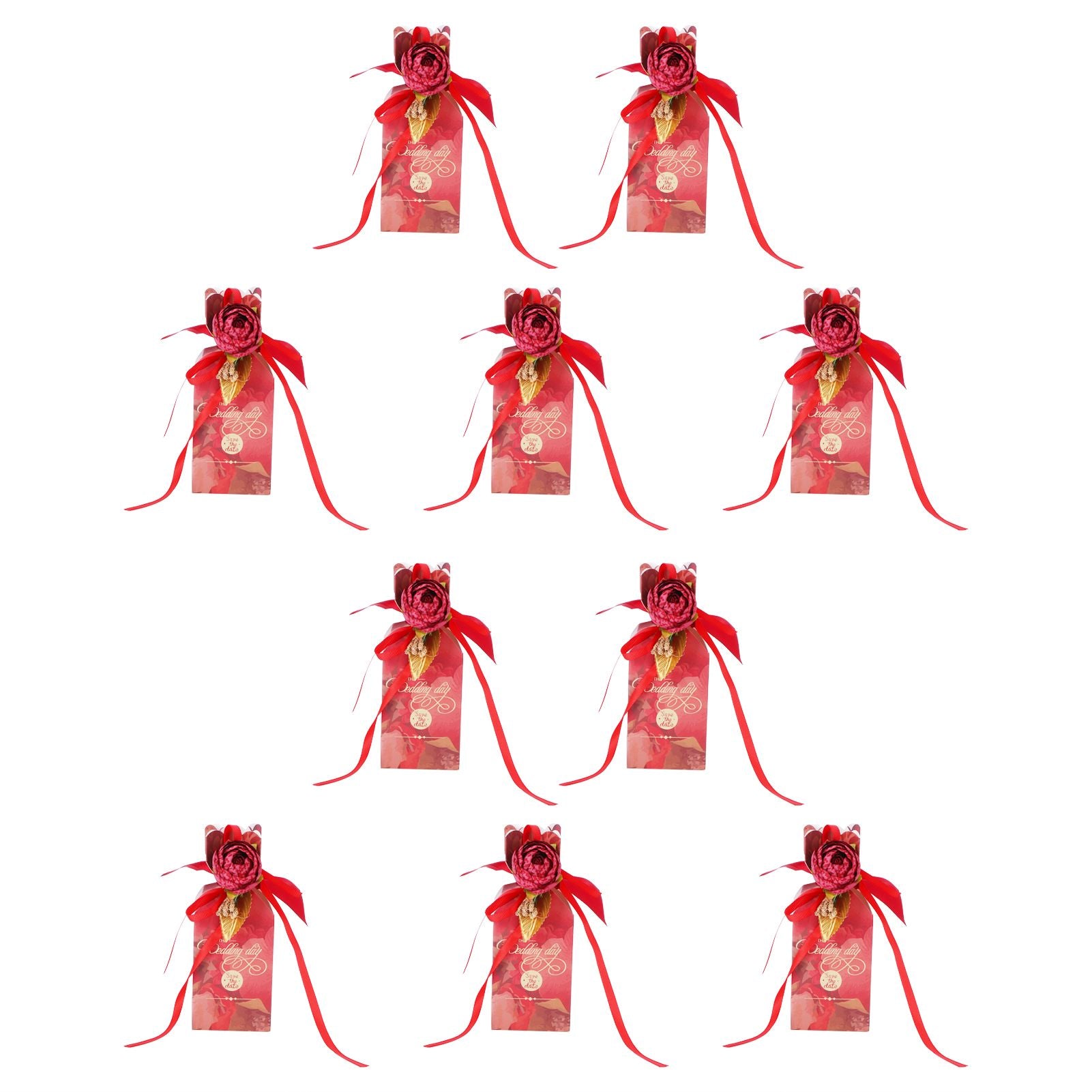 10 Set Candy Boxes Wedding Birthday Party Favor Gift Box with Ribbons DecorationRetro Flower Pattern