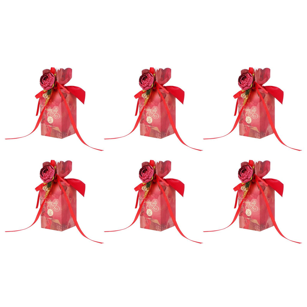 10 Set Candy Boxes Wedding Birthday Party Favor Gift Box with Ribbons DecorationRetro Flower Pattern