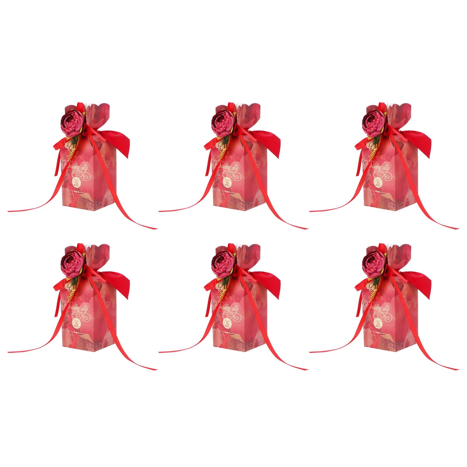 10 Set Candy Boxes Wedding Birthday Party Favor Gift Box with Ribbons DecorationRetro Flower Pattern
