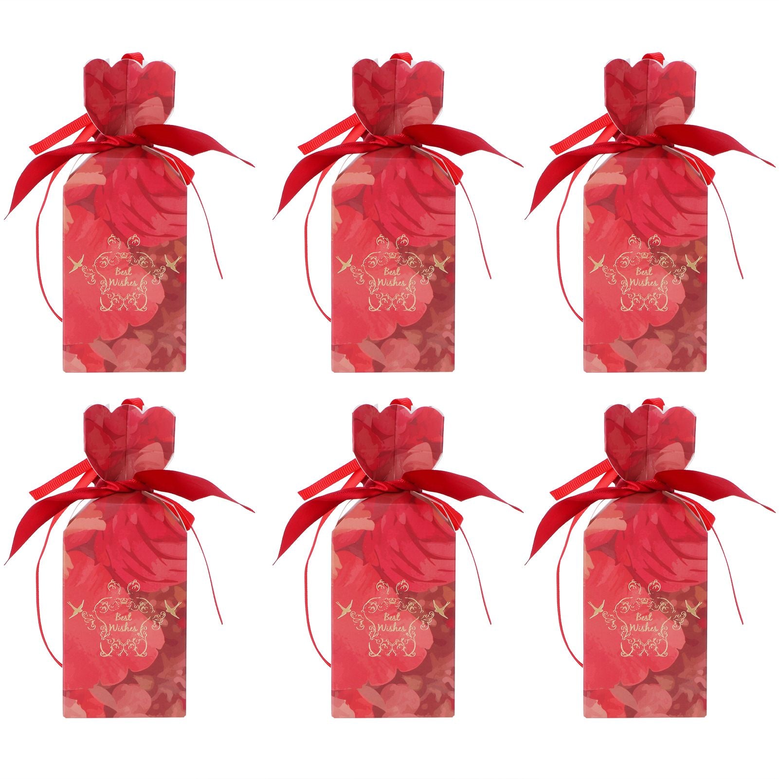 10 Set Candy Boxes Wedding Birthday Party Favor Gift Box with Ribbons DecorationRetro Flower Pattern
