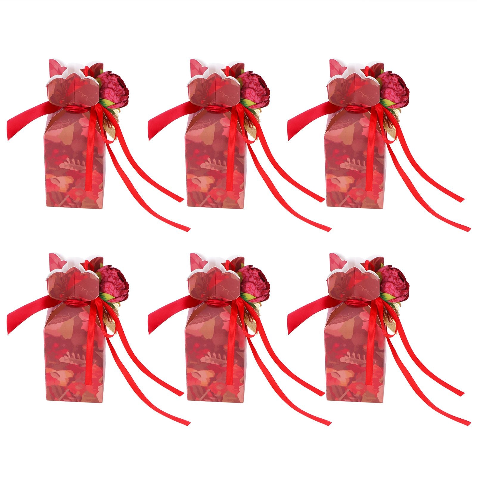 10 Set Candy Boxes Wedding Birthday Party Favor Gift Box with Ribbons DecorationRetro Flower Pattern