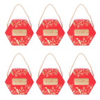 10 Set Candy Boxes Bags Hexagonal Chocolate Gift Boxes with Ropes for Wedding SuppliesRed