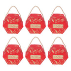 10 Set Candy Boxes Bags Hexagonal Chocolate Gift Boxes with Ropes for Wedding SuppliesRed