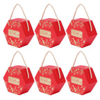 10 Set Candy Boxes Bags Hexagonal Chocolate Gift Boxes with Ropes for Wedding SuppliesRed