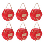 10 Set Candy Boxes Bags Hexagonal Chocolate Gift Boxes with Ropes for Wedding SuppliesRed