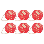 10 Set Candy Boxes Bags Hexagonal Chocolate Gift Boxes with Ropes for Wedding SuppliesRed