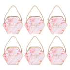 10 Set Candy Boxes Bags Hexagonal Chocolate Gift Boxes with Ropes for Wedding SuppliesPink