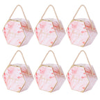 10 Set Candy Boxes Bags Hexagonal Chocolate Gift Boxes with Ropes for Wedding SuppliesPink