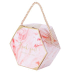 10 Set Candy Boxes Bags Hexagonal Chocolate Gift Boxes with Ropes for Wedding SuppliesPink
